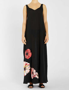 MYLA - Fitzrovia Crepe Maxi Dress Cover-Up - Black with Floral Design at Hem