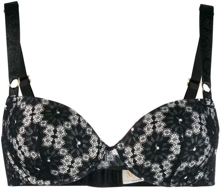 Black and White Padded Underwired Bra