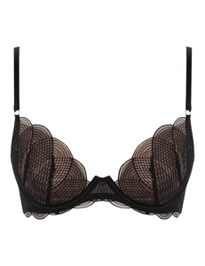 MYLA Elliptical Padded Plunge Bra - Black/Nude - 32A - 32B - 32C - 32D - 32DD - 34A - 34B - 34C - 34D - 34DD - 36A - 36B - 36C - 36D - 36DD