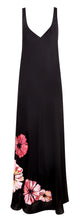 Load image into Gallery viewer, MYLA - Fitzrovia Crepe Maxi Dress Cover-Up - Black with Floral Design at Hem