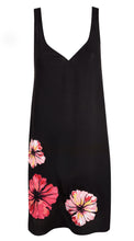 Load image into Gallery viewer, MYLA - Fitzrovia Crepe Short Dress Cover-Up - Black with Floral Design at Hem