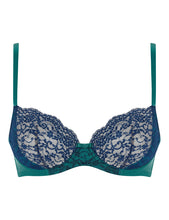 Load image into Gallery viewer, MYLA Heritage Silk Non Padded Bra - Emerald/Ink blue - 32A - 32B - 32C - 32D - 32DD - 34A - 34B - 34C - 34D - 34DD - 36A - 36B - 36C - 36D - 36DD