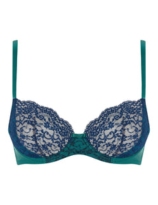 MYLA Heritage Silk Non Padded Bra - Emerald/Ink blue - 32A - 32B - 32C - 32D - 32DD - 34A - 34B - 34C - 34D - 34DD - 36A - 36B - 36C - 36D - 36DD