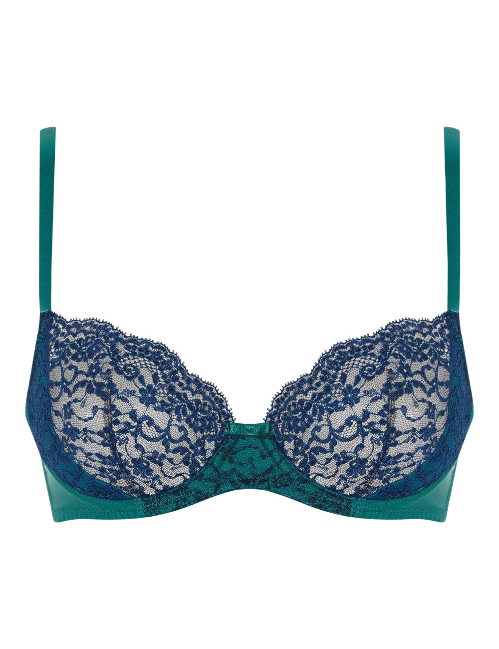MYLA Heritage Silk Non Padded Bra - Emerald/Ink blue - 32A - 32B - 32C - 32D - 32DD - 34A - 34B - 34C - 34D - 34DD - 36A - 36B - 36C - 36D - 36DD