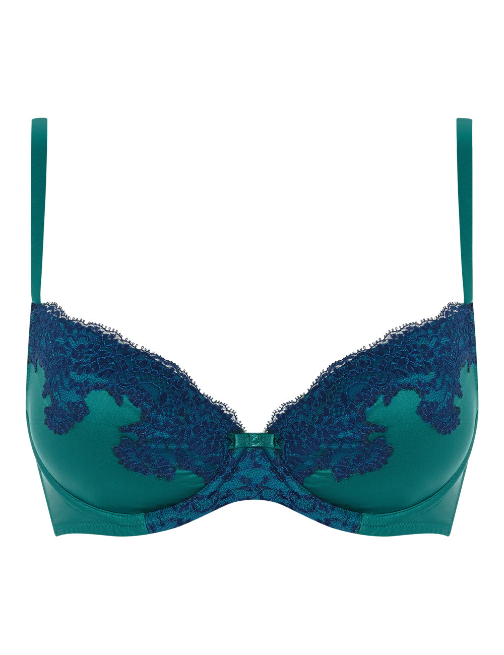 MYLA Heritage Silk Padded Plunge Bra - Emerald/Ink Blue - 32A - 32B - 32C - 32D - 32DD - 34A - 34B - 34C - 34D - 34DD - 36A - 36B - 36C - 36D - 36DD