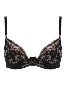 MYLA Lace Embroidery Padded Plunge Bra - Black