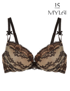 MYLA Nicole Padded Plunge Bra - Black/Nude