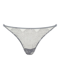 Pleat and Lace Thong Smoke