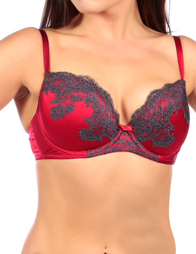 Myla Heritage Silk Padded Plunge Bra Lipstick Slate