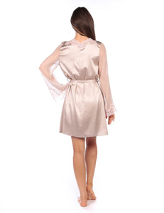 MYLA Heritage Silk Short Robe - Marble/Granite Pink