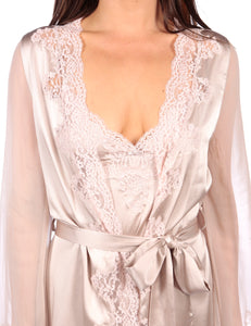 MYLA Heritage Silk Short Robe - Marble/Granite Pink