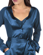 Load image into Gallery viewer, MYLA Patchwork Short Robe - Ink Blue - XS - S - M - L - XL